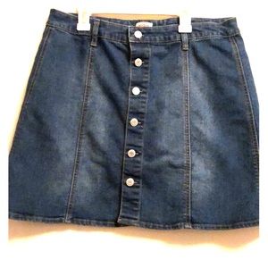 Denim button up skirt.